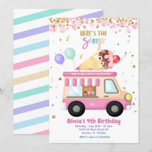 Ice Cream Pink Truck Sweet Time Birthday Kaart