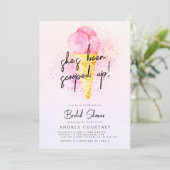 Ice cream Pink Ze’s been Scooped up vrijgezellenfe Kaart (Staand voorkant)