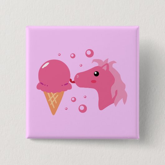Ice Cream Pony Vierkante Button 5,1 Cm (Voorkant)
