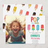 Ice Cream Pool Verjaardag Foto Pop op Over Kaart (Voorkant / Achterkant)