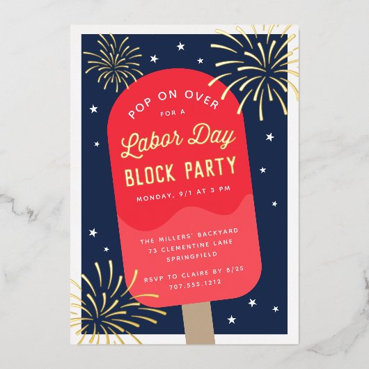 Ice Cream Pop Day Weekend Party Folie Uitnodiging (Voorkant)