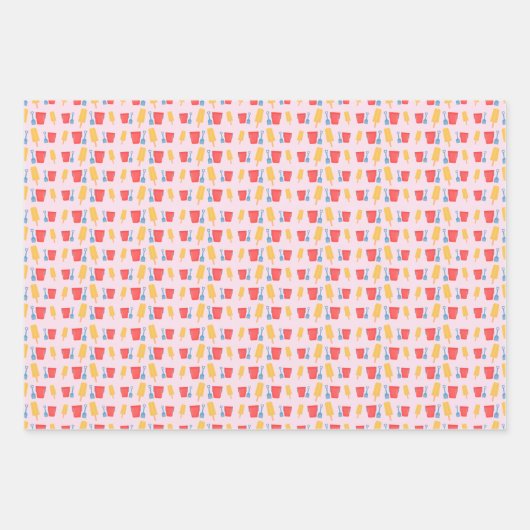 Ice Cream Pop en Sandcastle Bucket Shovel Pattern Inpakpapier Vel (Voorkant)