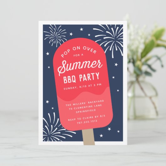 Ice Cream Pop Summer BBQ Party Kaart (Staand voorkant)