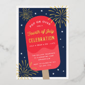 Ice Cream Pop Vierde juli Folie Uitnodiging (Voorkant)