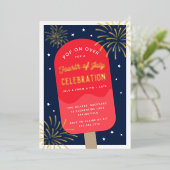 Ice Cream Pop Vierde juli Folie Uitnodiging (Staand Voorkant)