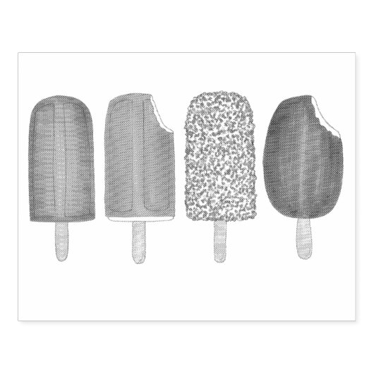 Ice Cream Poppen Bars Popsicle Creamsicle Fudge Rubberstempel (Afrduk)