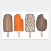 Ice Cream Poppen Bars Popsicle Creamsicle Picnic Rechthoekige Sticker (Voorkant)
