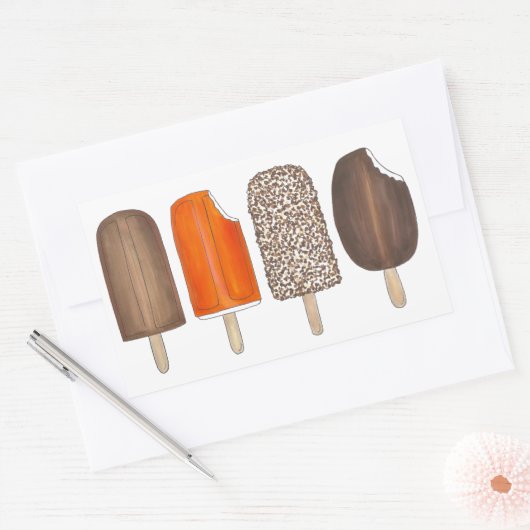 Ice Cream Poppen Bars Popsicle Creamsicle Picnic Rechthoekige Sticker (Envelop)