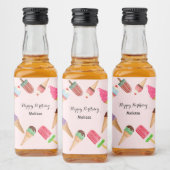 Ice Cream Popsiche Pink Pool Party Likeurfles Etiket (Flessen)