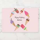 Ice Cream Popsiche Pink Pool Party Likeurfles Etiket (Enkel label)