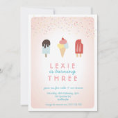 Ice Cream & Popsicle Summer Invitation roze Kaart (Voorkant)