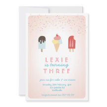 Ice Cream & Popsicle Summer Invitation roze