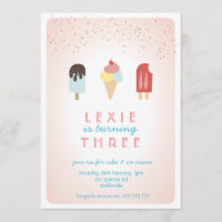 Ice Cream & Popsicle Summer Invitation roze