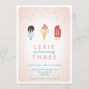Ice Cream & Popsicle Summer Invitation roze Kaart