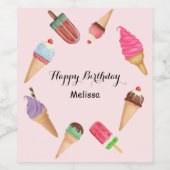 Ice Cream Popsicle Summer Pink Party Wijn Etiket (Enkel label)