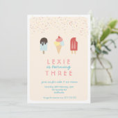 Ice Cream & Popsicle Zomer Uitnodiging (Staand voorkant)