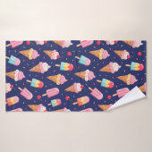 Ice cream, popsicles and cherries pattern badhanddoek (Badhanddoek)
