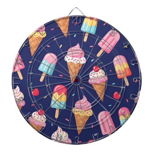 Ice cream, popsicles and cherries pattern dartbord (Voorkant)