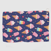 Ice cream, popsicles and cherries pattern golfhanddoek (Horizontaal)