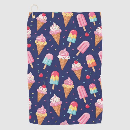 Ice cream, popsicles and cherries pattern golfhanddoek (Voorkant)