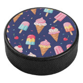 Ice cream, popsicles and cherries pattern hockey puck (3/4)