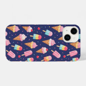 Ice cream, popsicles and cherries pattern iPhone hoesje (Achterkant horizontaal)