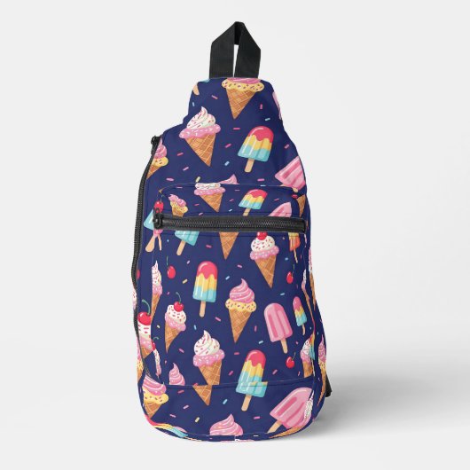 Ice cream, popsicles and cherries pattern sling bag (Voorkant)