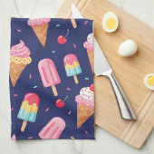 Ice cream, popsicles and cherries pattern theedoek (Quarter Fold)