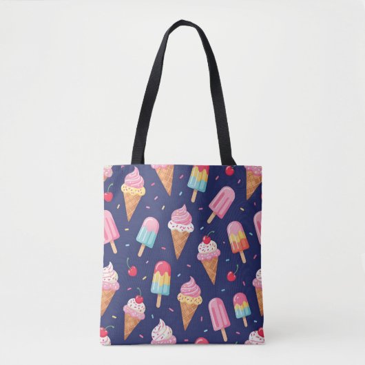 Ice cream, popsicles and cherries pattern tote bag (Voorkant)