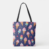 Ice cream, popsicles and cherries pattern tote bag (Achterkant)