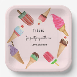 Ice Cream Popsicles roze party Papieren Bordje
