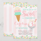Ice Cream Popsile Birthday Party Invitation Kaart (Voorkant / Achterkant)