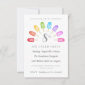 Ice Cream Popsile Birthday Party Invitation Kaart (Voorkant)