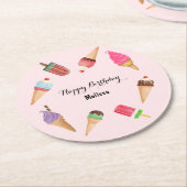 Ice Cream Popsiment Party roze Paper Onderzetter (Gebogen)