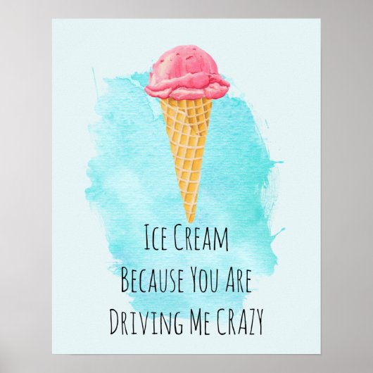 Ice Cream Pun Funny Joke Humor Poster (Voorkant)