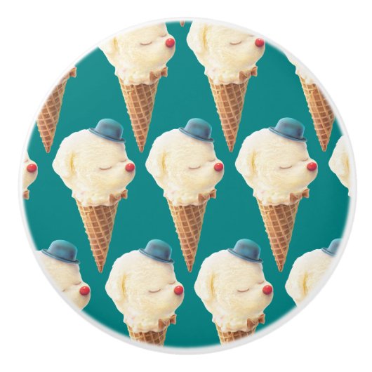 Ice Cream Puppy Pattern Keramische Knop (Voorkant)