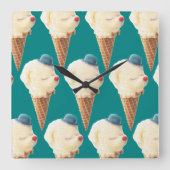 Ice Cream Puppy Pattern Vierkante Klok (Voorkant)