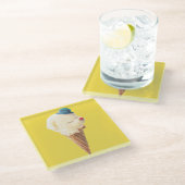 Ice Cream Puppy - Zoet & Chill Glazen Onderzetter (Schuin)