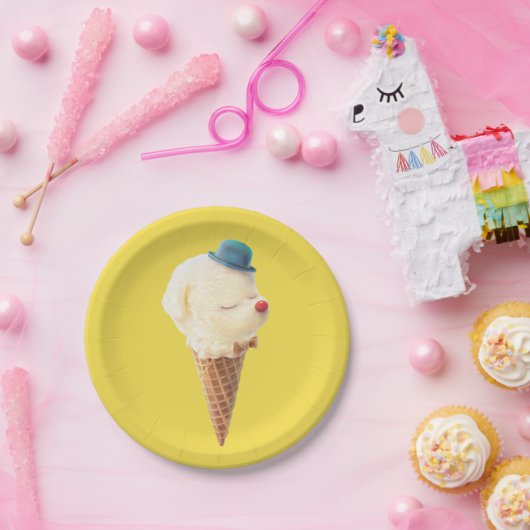 Ice Cream Puppy - Zoet & Chill Papieren Bordje (Feest)