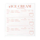 Ice Cream Rating Sheets, Ice Cream Tracking Sheet Notitieblok (Voorkant)