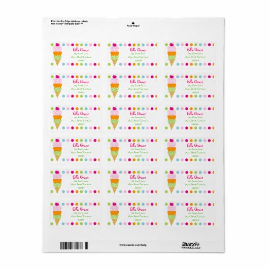 Ice Cream Retouradres Labels Envelope Seals (Full Sheet)