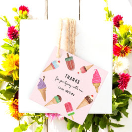 Ice Cream Roze Blauw Groen Dank u Favor Tags Bedankjes Labels