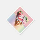 Ice cream roze blauw sundae wafel kegel hart kinde servet (Hoek)