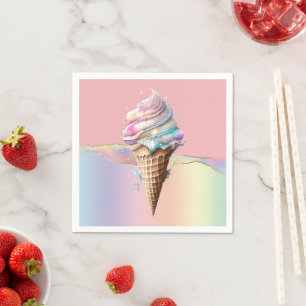 Ice cream roze blauw swirl iriserend meisjesachtig servet