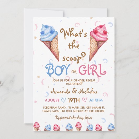 Ice Cream Roze Blauw Zomer Geslacht onthullen Kaart (Voorkant)