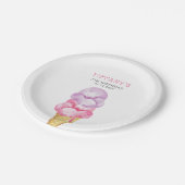 Ice Cream Roze Meisjes Verjaardagsfeest Papieren Bordje (Gekanteld)