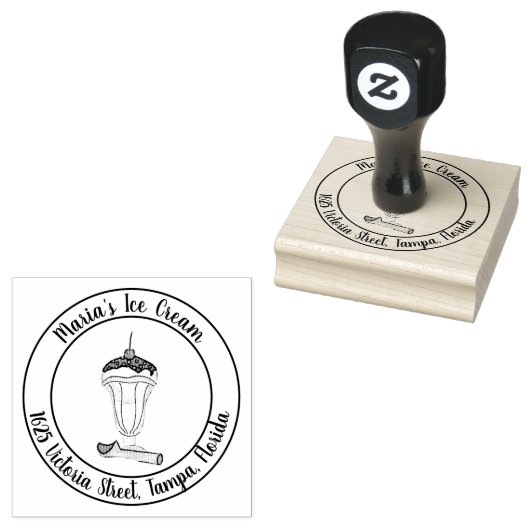 Ice Cream Rubber Stamp Retunr Adres Rubberstempel (Gestempeld)