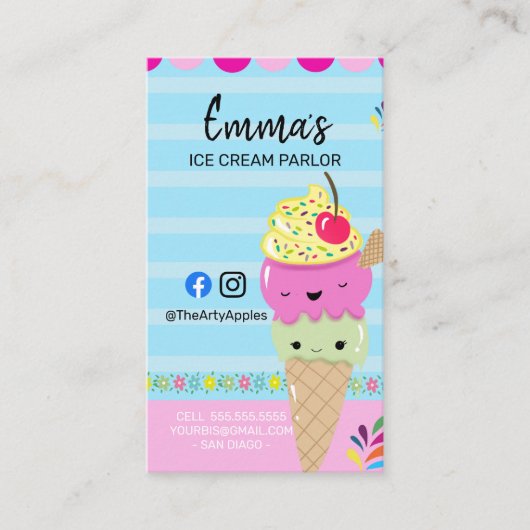 Ice Cream salon van party shop event food van Visitekaartje (Voorkant)