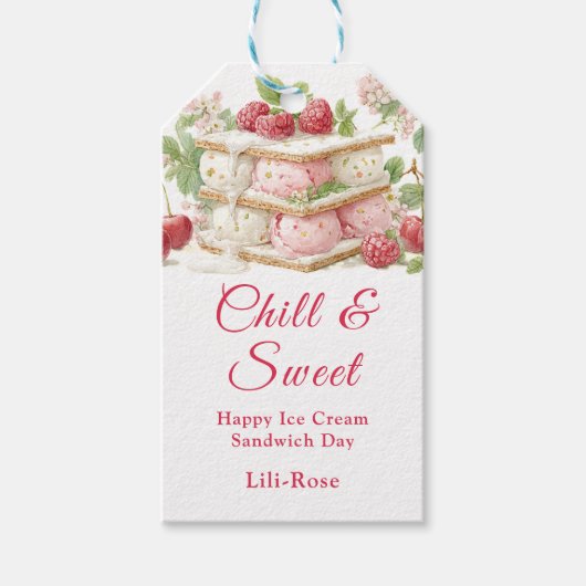 Ice Cream Sandwich Day Waterverf Cadeaulabel (Voorkant)