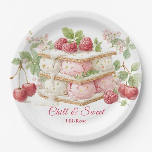 Ice Cream Sandwich Day Waterverf Papieren Bordje (Voorkant)